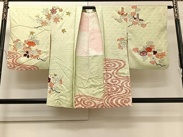 平和屋着物＃羽織 駒刺繍 流水枝花文 金彩 正絹 逸品 CAAV5606id