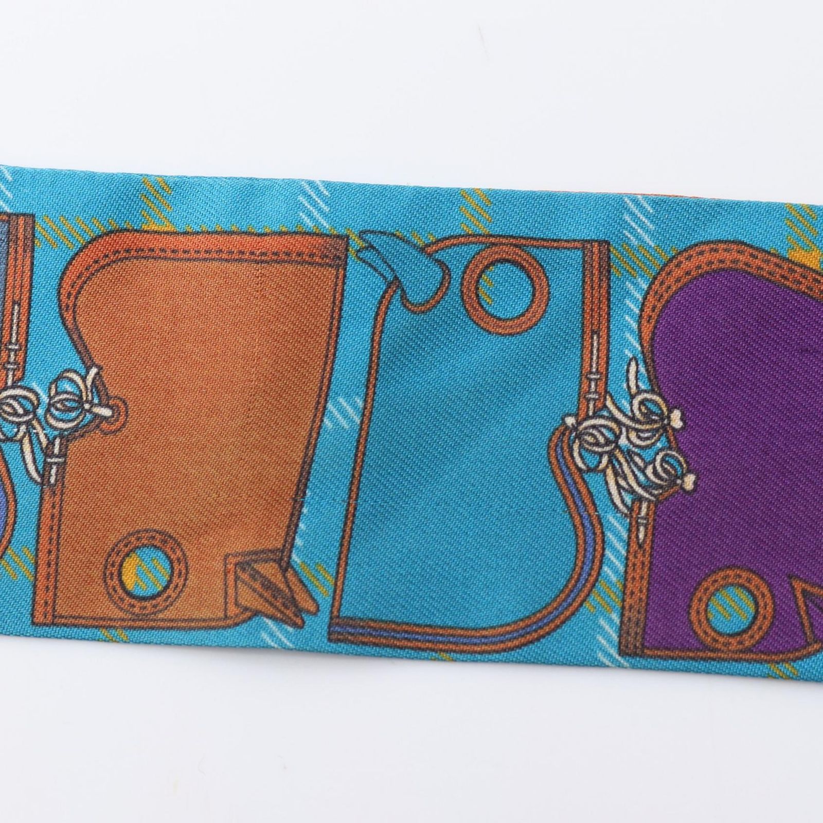 エルメス HERMES スカーフ ツイリー Camails ブルー シルク トゥイリー