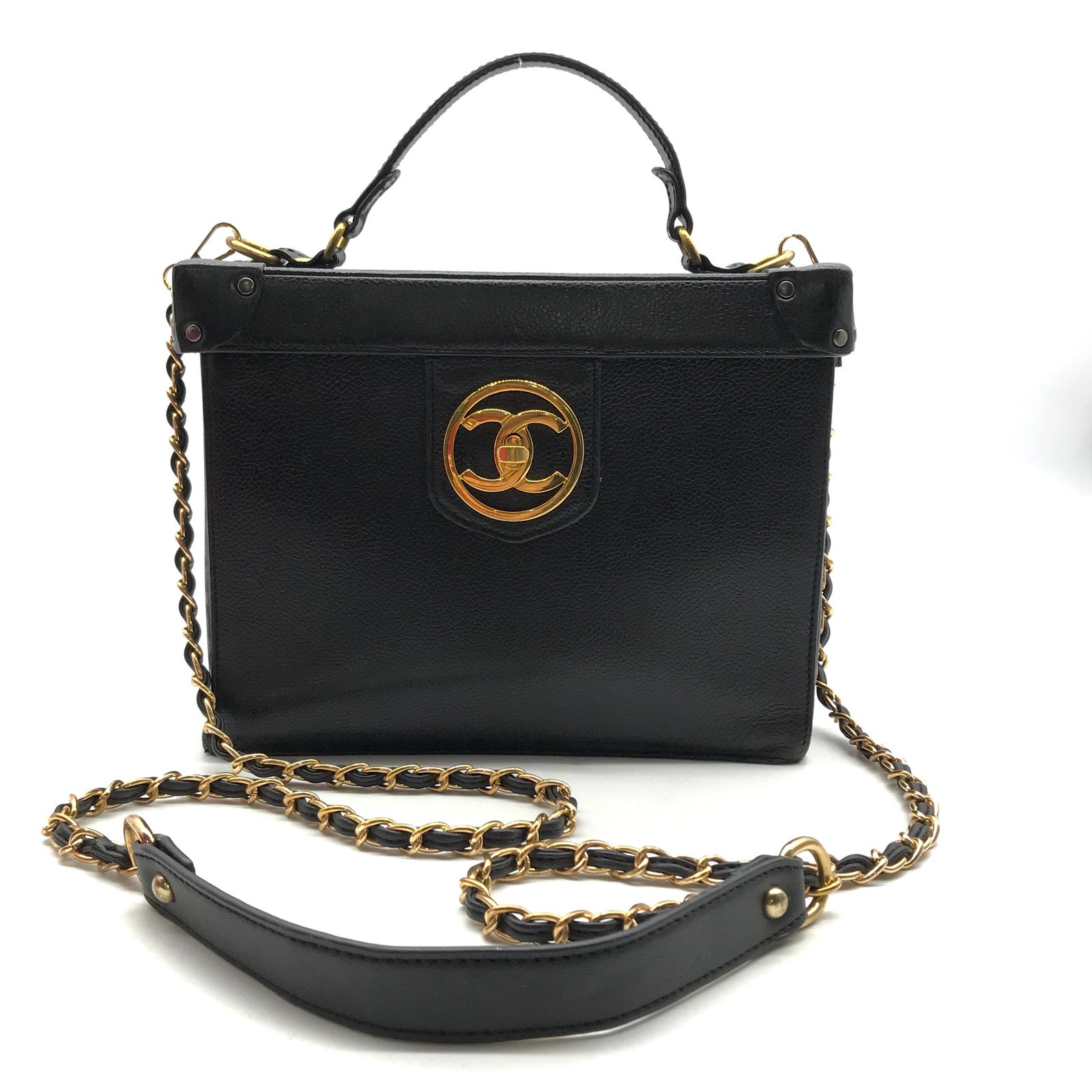 CHANEL シャネル キャビアスキン 2WAY バニティ ショルダー バッグ メイクボックス ミラー付 ブラック 良品 a1463 - メルカリ