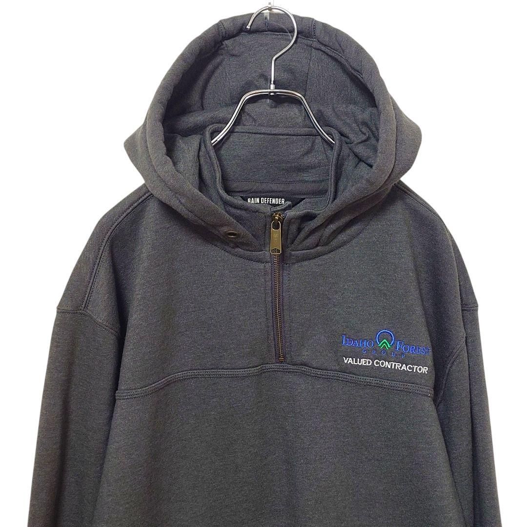 Carhartt】企業ロゴ刺繍 ハーフジップ スウェットパーカー A-3989