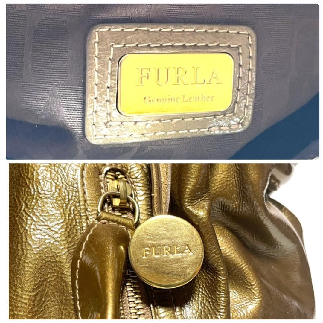 フルラ ハンドバッグ ワンショルダー レザー ゴールド gold チャーム 