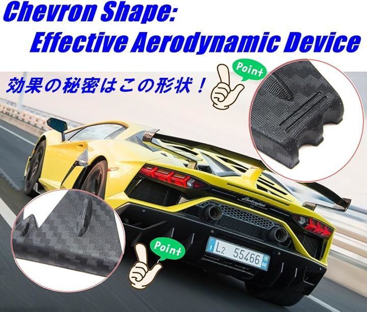 Piece of peace product ボルテックスジェネレータ シェブロン形状 実効空力デバイス ディフューザー(ブラック2本)