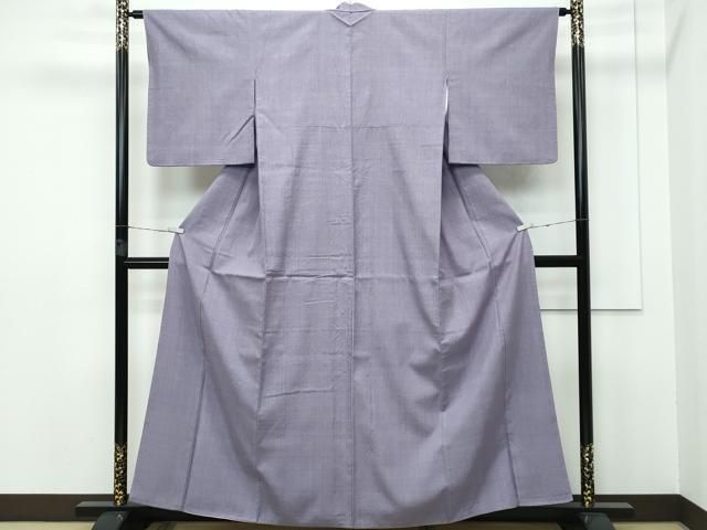 平和屋本店□極上 本場結城紬 重要無形文化財 色無地 源氏鼠色 井上