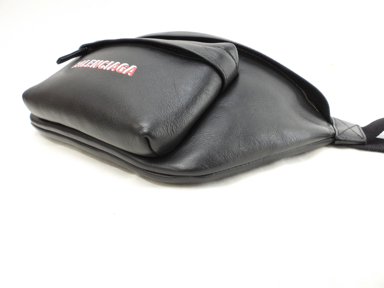 バレンシアガ ベルトバッグ エブリデイ レザー黒赤 ボディバッグ 美品