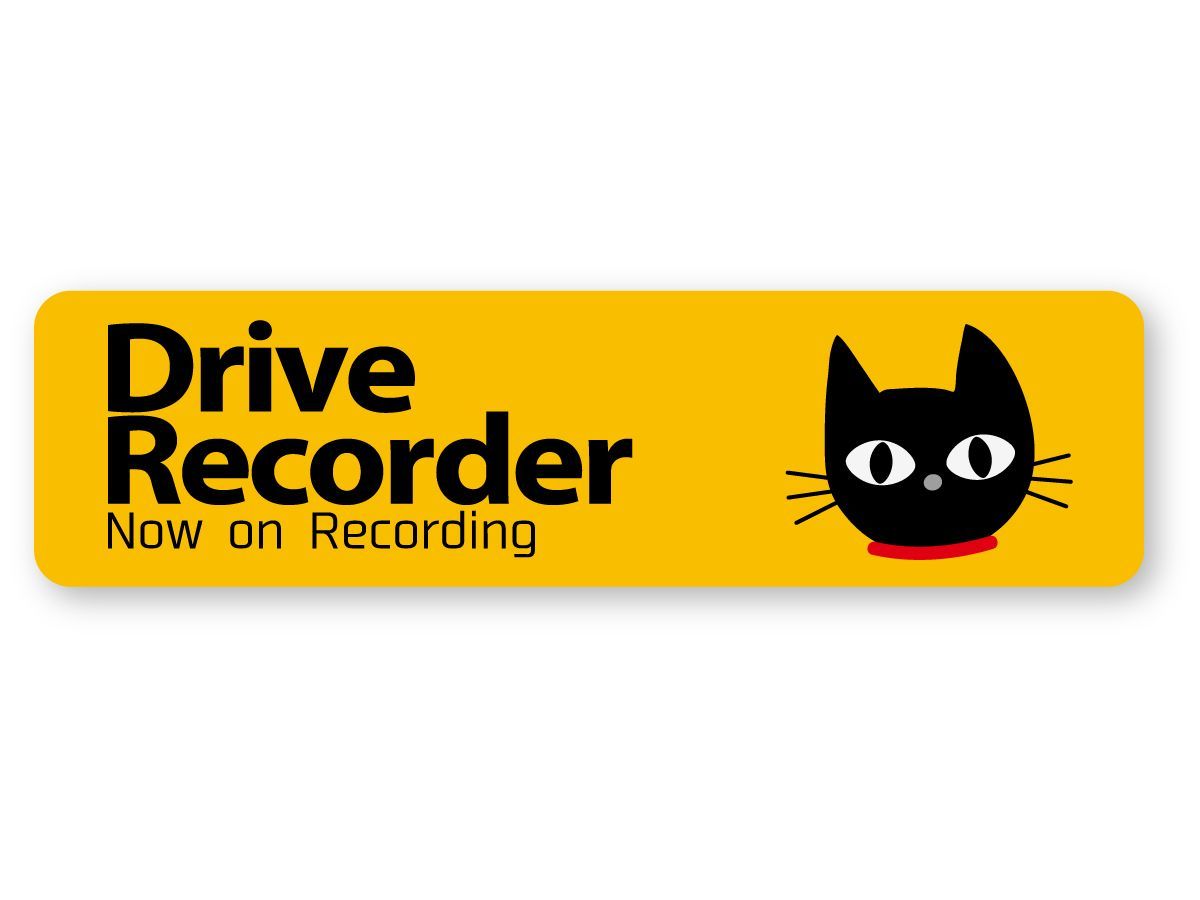 【再帰反射】 ドライブレコーダー ステッカー イエロー(猫) Sサイズ-0