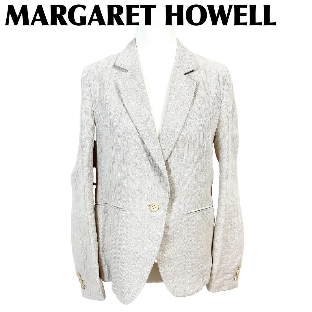 マーガレットハウエル　ジャケット　春〜秋　　ベージュ　麻 MARGARET HOWELL 麻ジャケット 2 ライトベージュ - メルカリ
