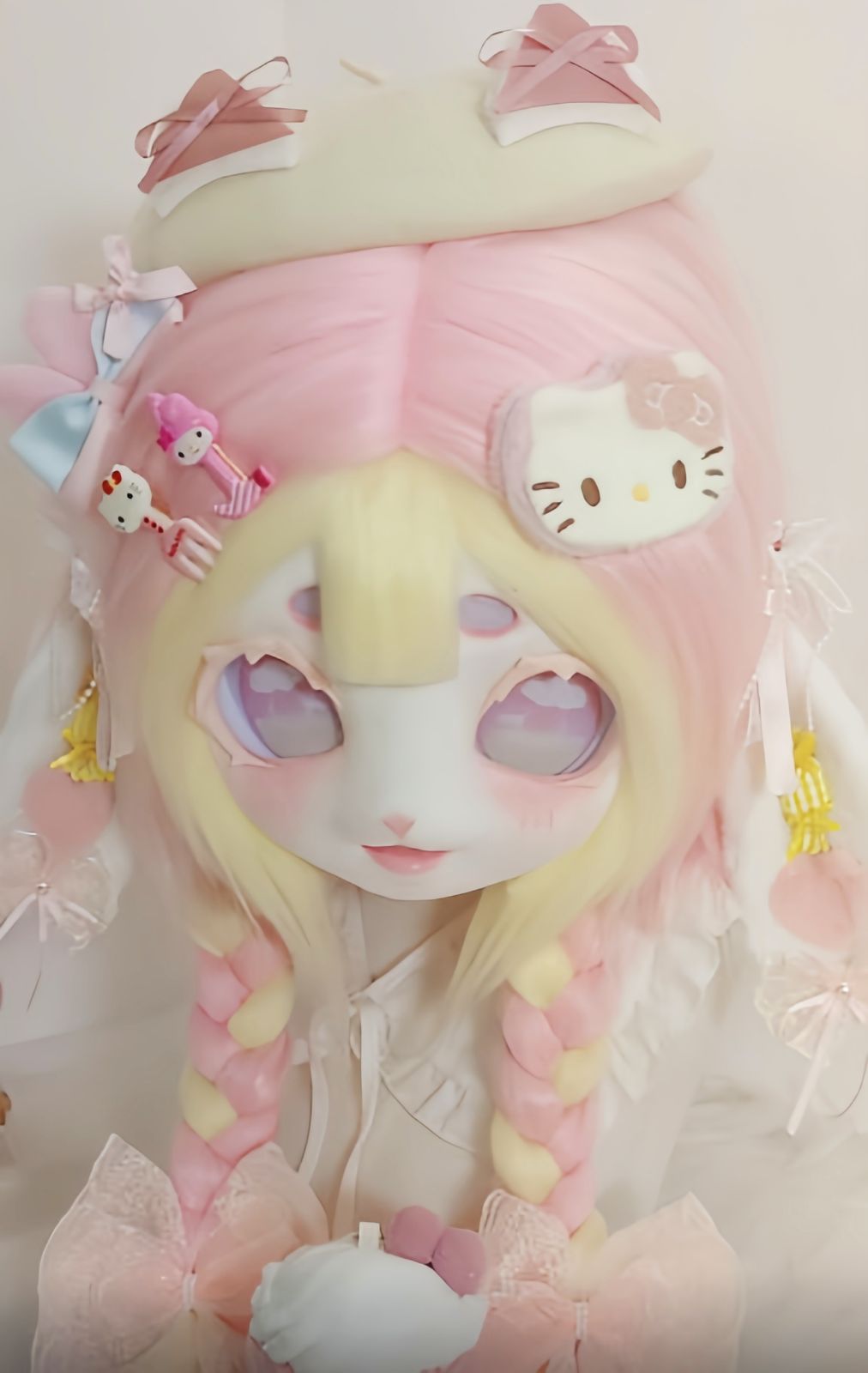 着ぐるみヘッド kigurumi NO.167 うさぎ 垂れ耳 ピンク ファー