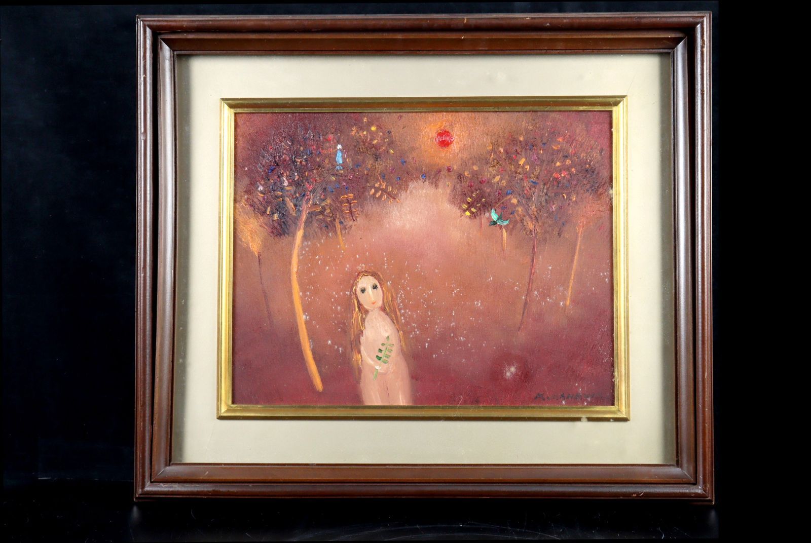 油彩画 【裸婦画】肉筆画　直筆サインあり 塙賢三 「森の裸婦」 肉筆油彩6号 唐物 骨董 古美術 楾 V52-PT