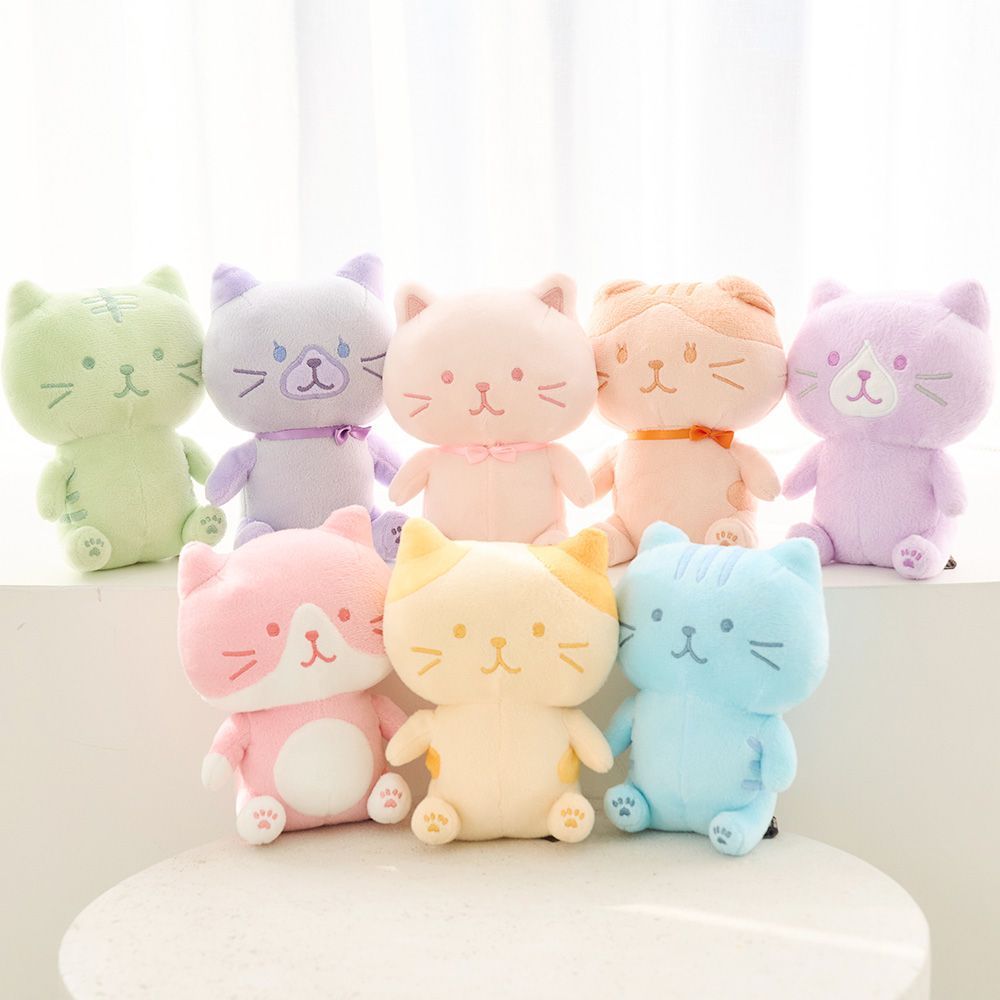 플러시 고양이 앉아있는 귀여운 마스코트 플러시 고양이 캐릭터 해핀스