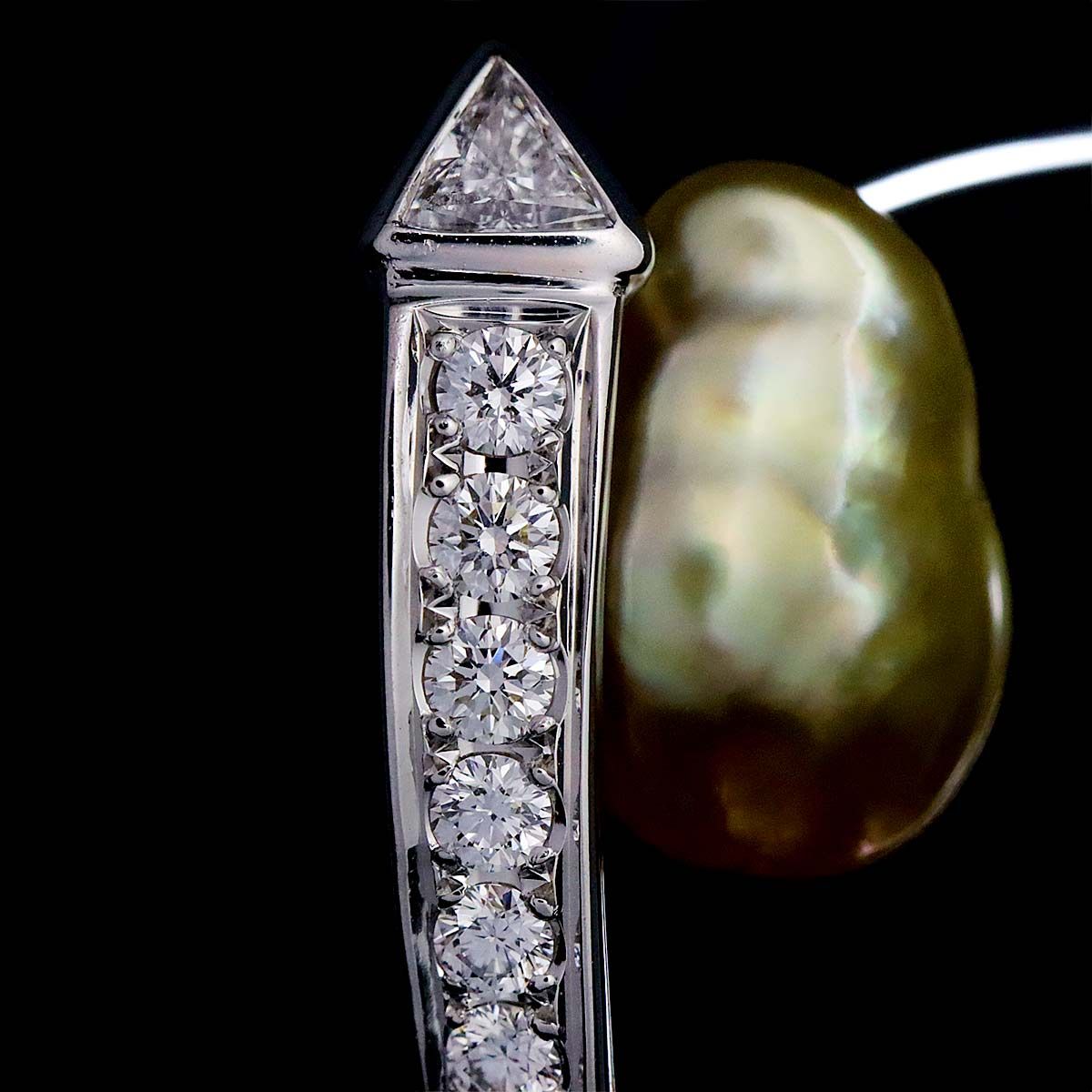 ミキモト MIKIMOTO バロック真珠 ダイヤ 1.20ct ブローチ K18 WG