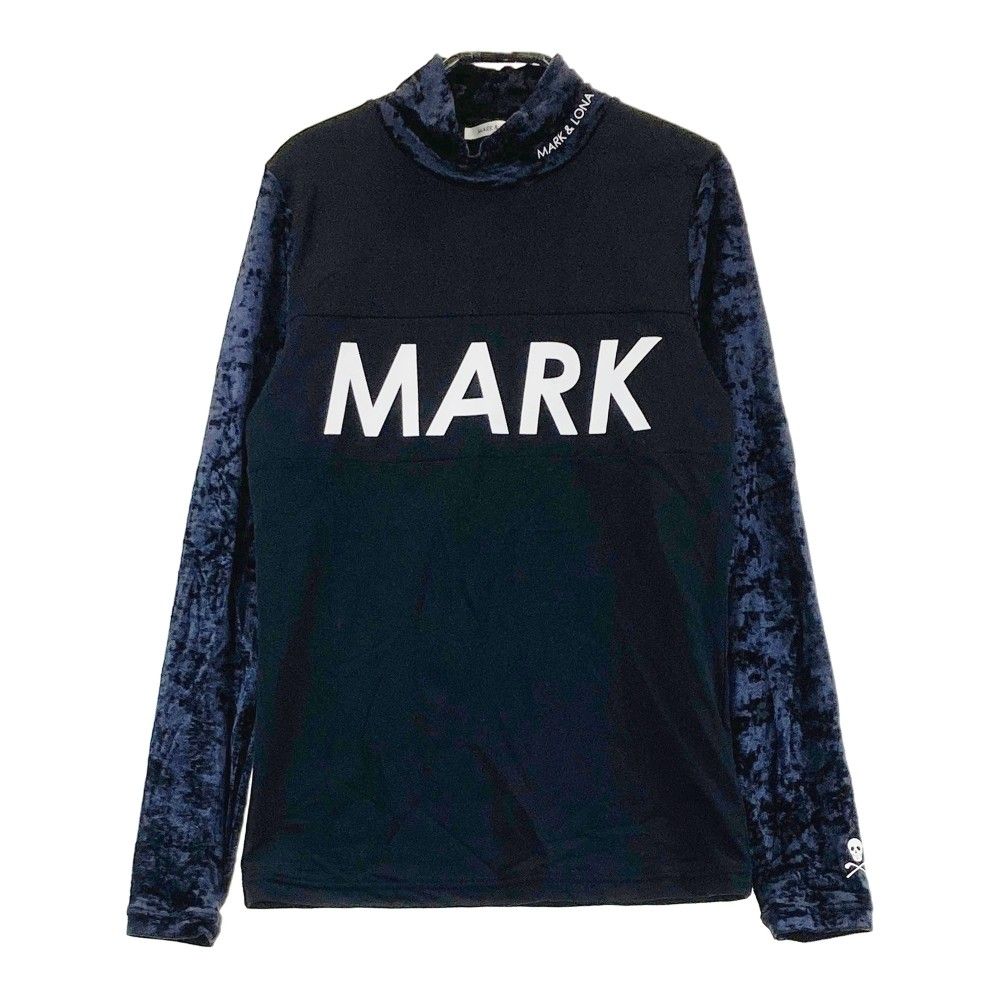 サイズ 38 MARK-LONA マークアンドロナ ベロア切替 ハイネック 長袖Tシャツ ブラック系 240101348744 ゴルフウェア レディース ストスト
