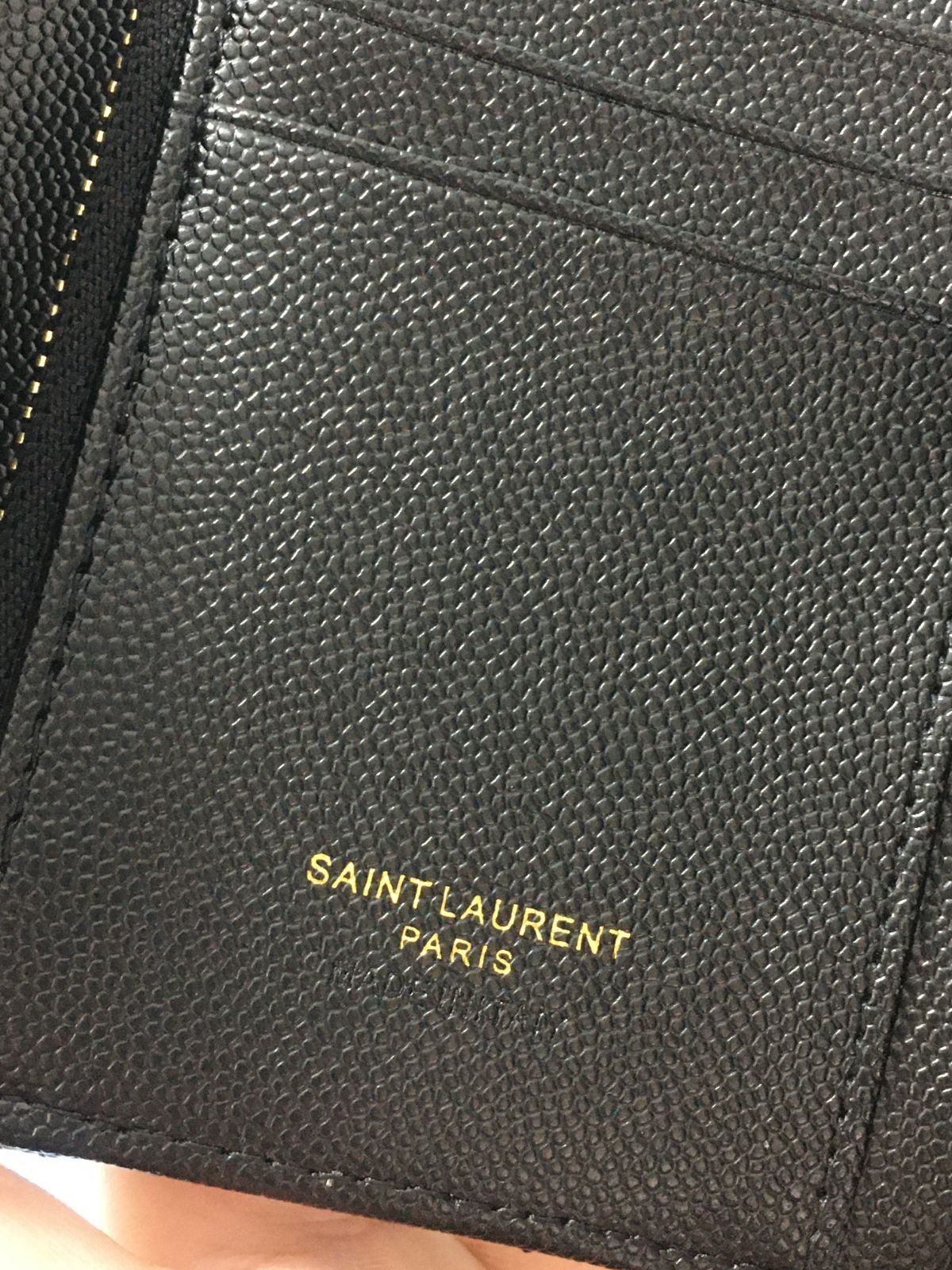 YSL イヴサンローラン ミニ財布 三つ折り財布 ブラック ゴールド金具