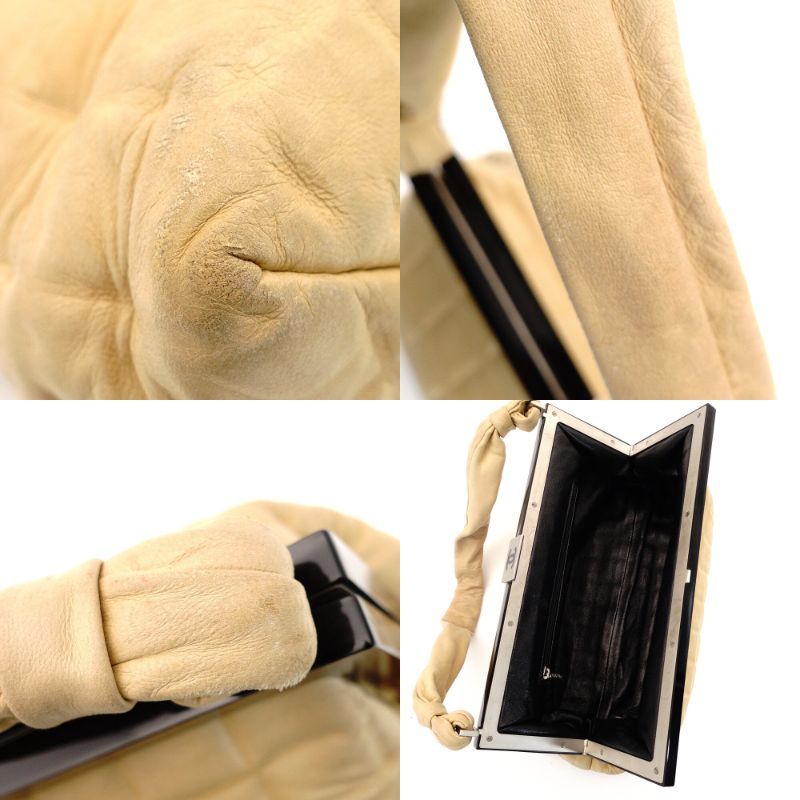 ベージュ×ブラック レザー