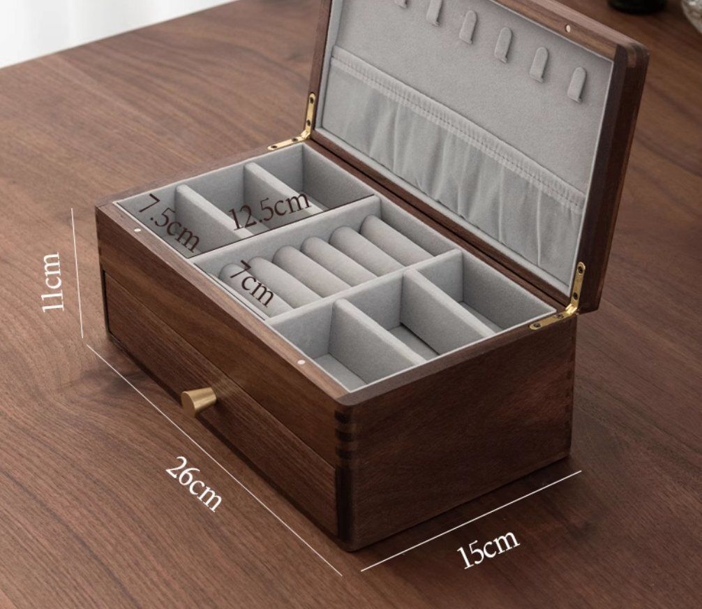 くるみ実木二重ジュエリーボックス収納大容量新中式アクセサリーボックス USTAUSTRALIA_COM_AU
