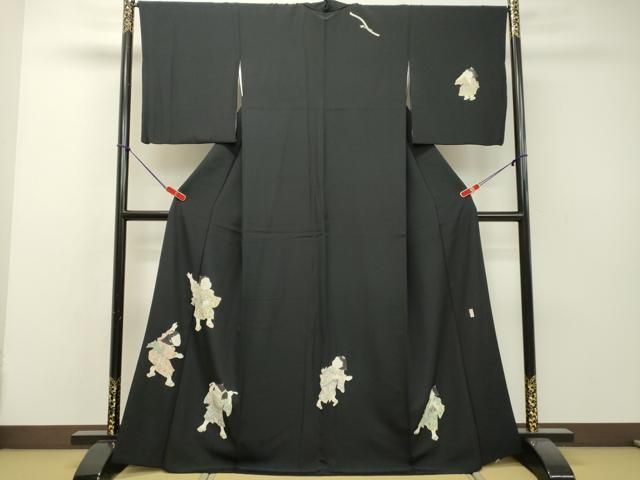 平和屋着物○訪問着 作家物 童子遊び 黒地 金彩 正絹 逸品 DAAS2008tw  