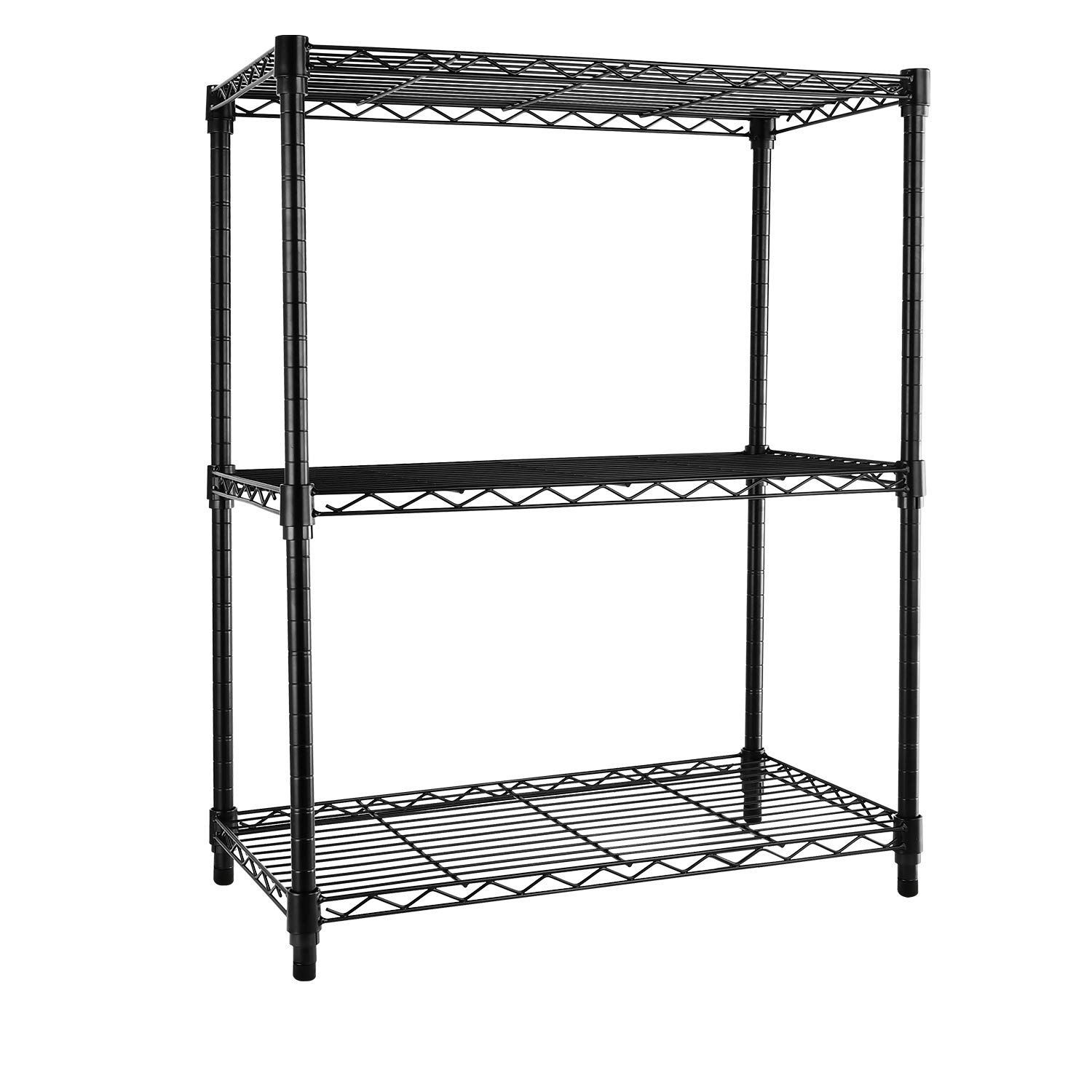 Simple Deluxe 3段スチールラック シェルビングユニット - 幅60×奥行35 ×高さ80cm(約)、ホイール付き高耐久ストレージシェルビング、高さ調節可能、ストレージオーガナイザー、キッチン、オフィ