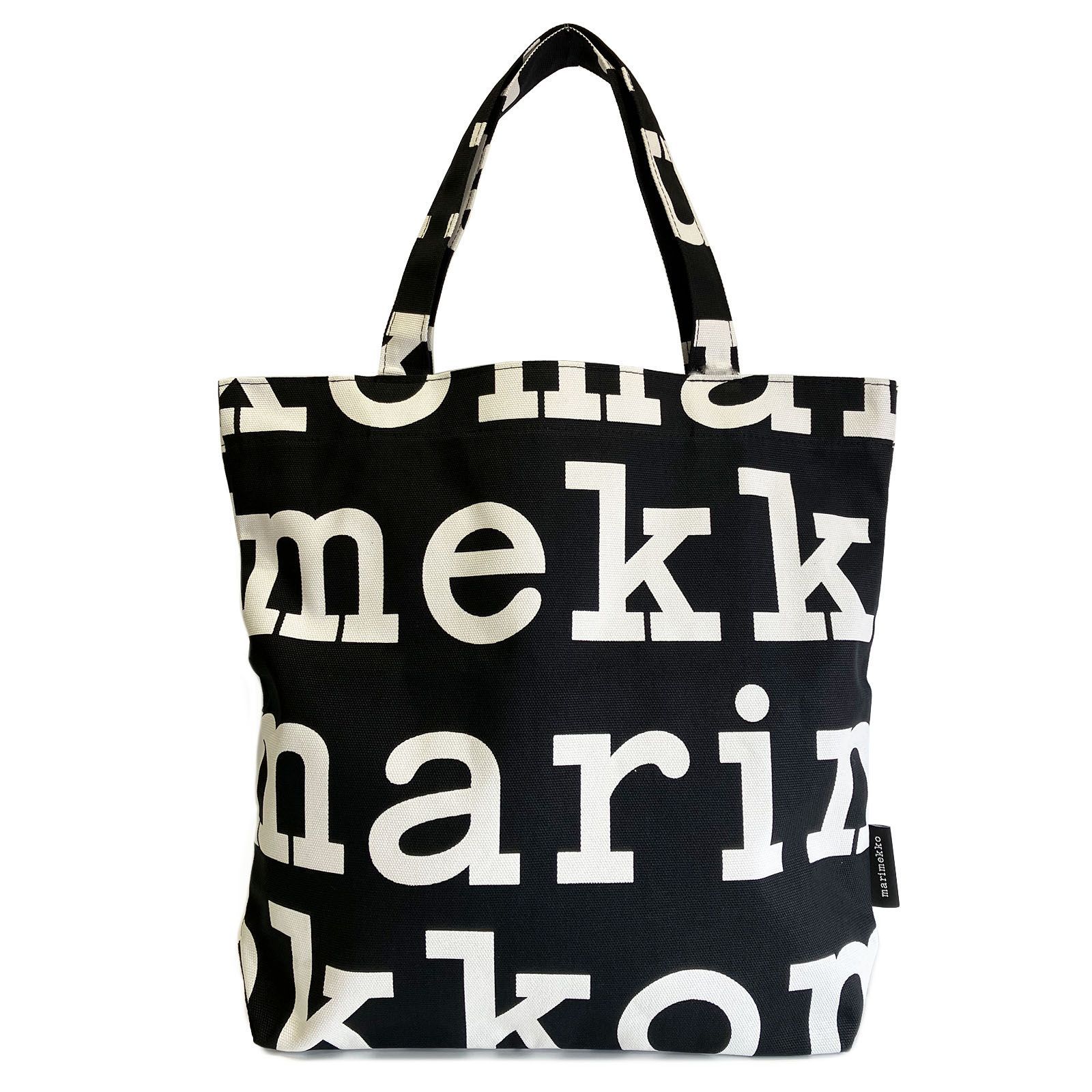 マリメッコトートバッグ 47312 911 コットン ロゴ キャンバストート ブラック レディース バッグ