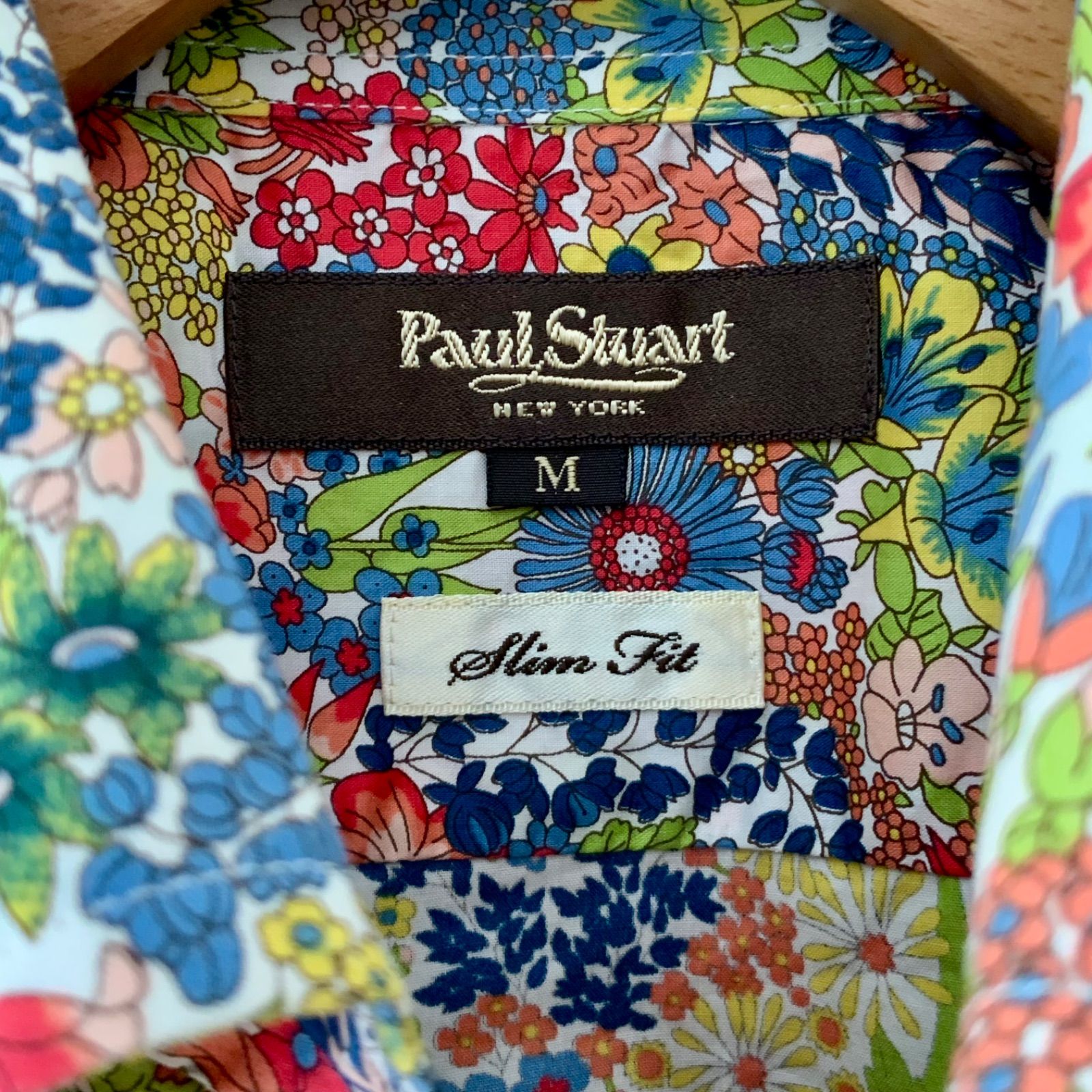 美品 ポールスチュアート リバティ 半袖プルオーバーブラウス マーガレットアニー ☆メンズ 美品☆【PAUL STUART ポールスチュアート】 リバティ