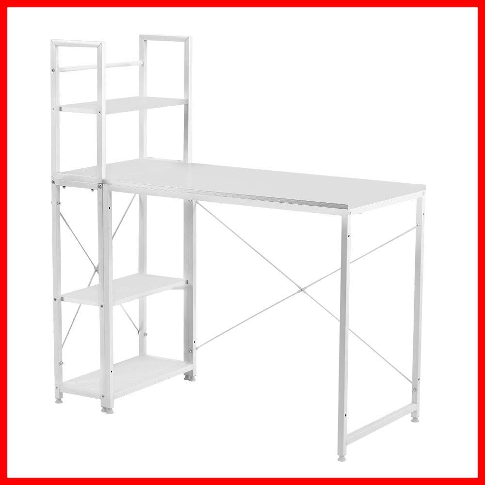 在庫わずか】両用デスク ナチュラル×ホワイト 収納 ハイタイプ 左右