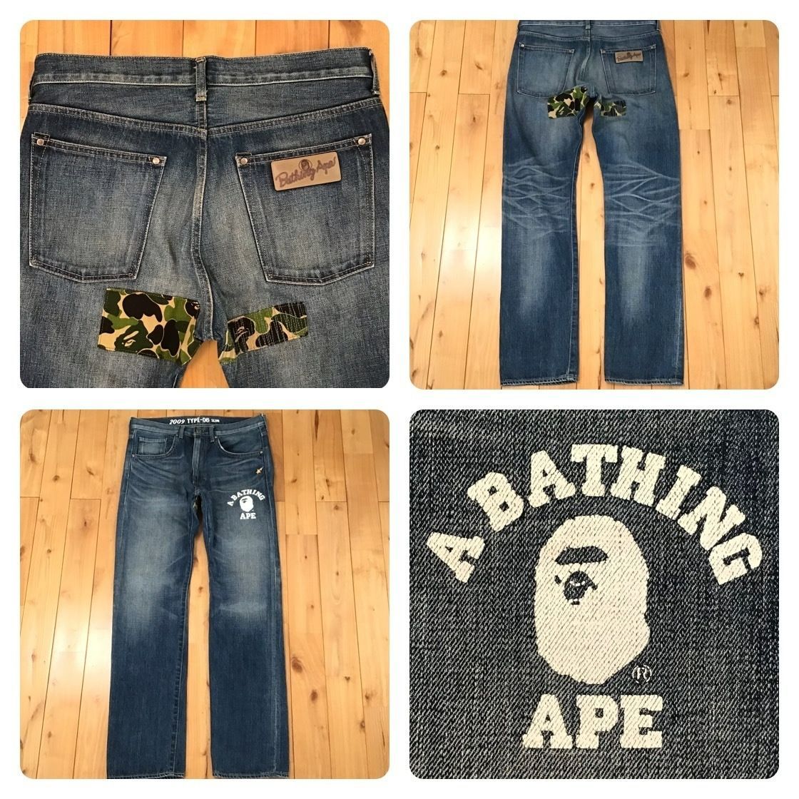 アルビ　BAPE ダメージ加工デニムパンツ BAPE DAMAGE DENIM PANTS Mサイズ a bathing ape ABC camo ダメージ