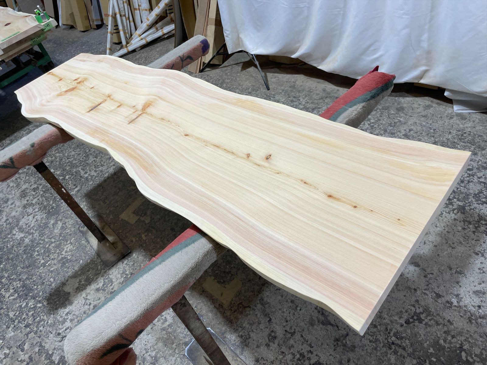 檜　一枚板　ダイニング　テーブル　カウンター 桧9184 一枚板無垢 乾燥材 1840x480-360x38mm ヒノキ 檜