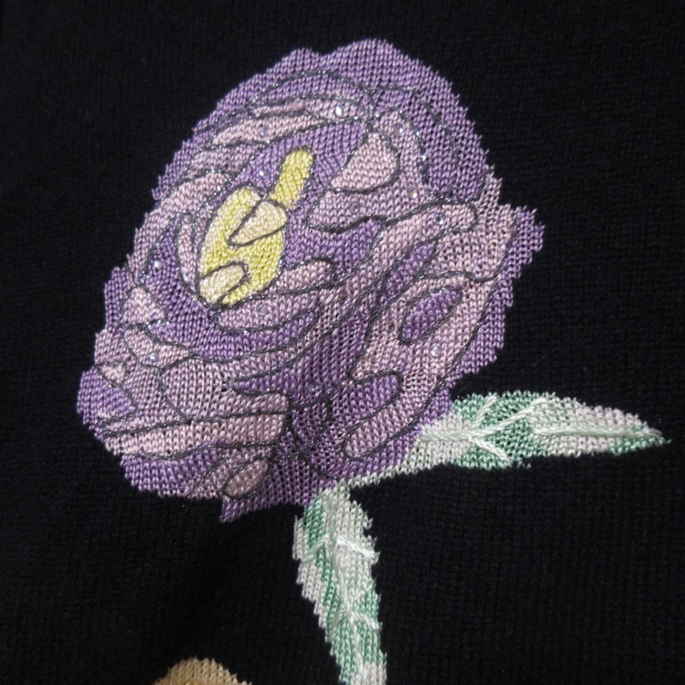 LEONARD 花柄刺繍 ニット 長袖チュニック LEONARD 花柄刺繍 ニット