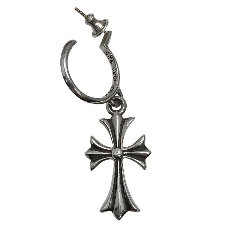 Chrome Hearts クロムハーツ TINY CH CROSS タイニーCHクロス フープピアス SV925 × 14K シルバー ピアス フープピアス