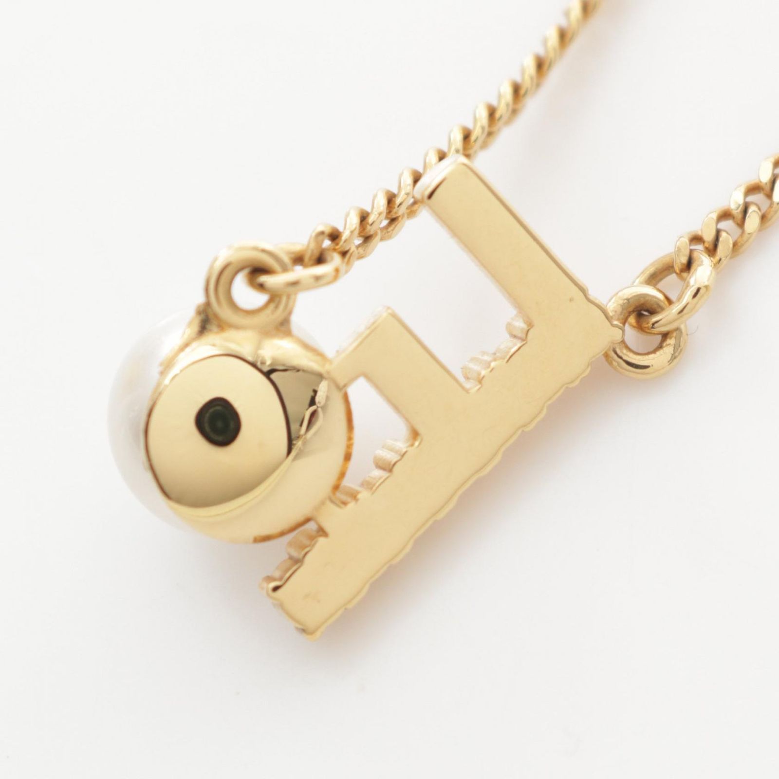 フェンディ FENDI ネックレス Fロゴ ゴールド/パールホワイト GP 