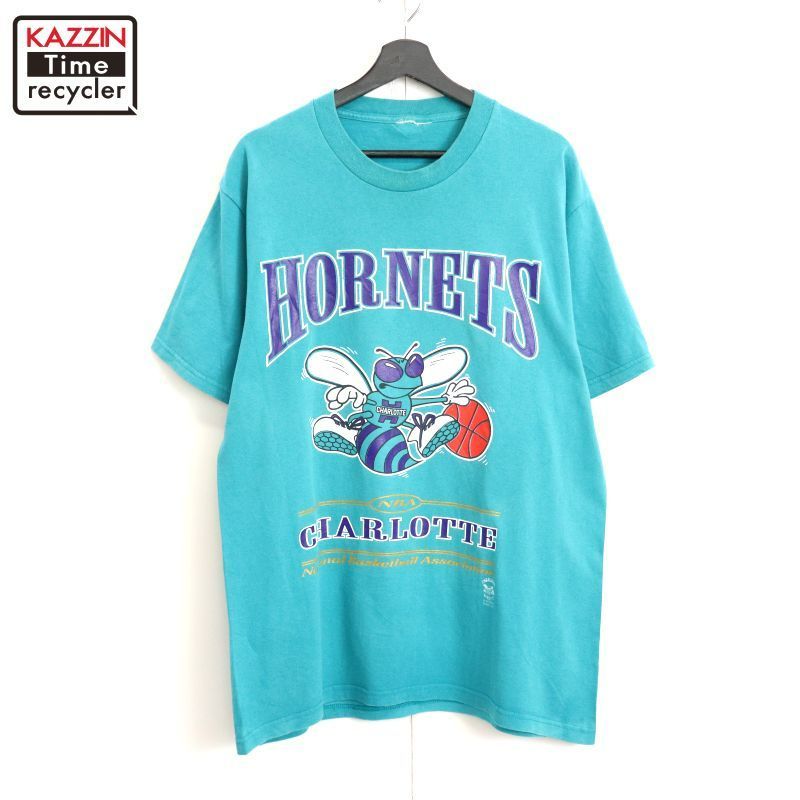 90s NBA vintage シャーロット・ホーネッツ 半袖Tシャツ メンズ