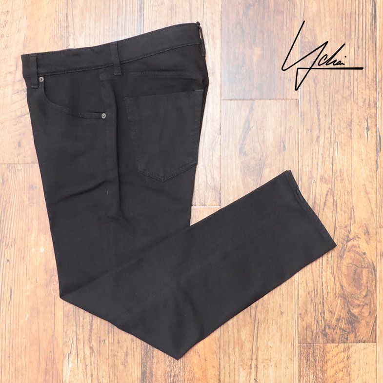 YCHAI/31インチ/美脚デニムパンツ ストレッチ快適 無地 シンプル 万能 黒ジーンズ イタリア製 新品/黒/ブラック/jk399/
