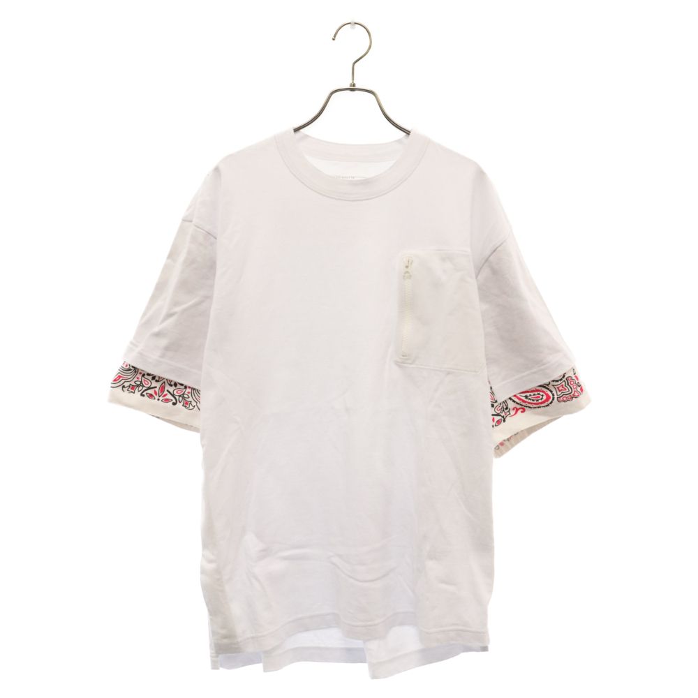 sacai 22-02697M ペイズリー Tシャツ 22ss Sacai (サカイ) 22SS ペイズリー バンダナ 切替 ジップポケット
