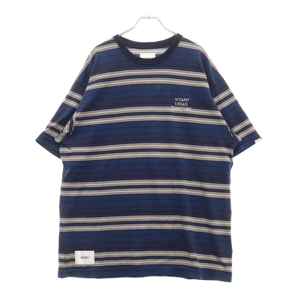 WTAPS ダブルタップス 22SS JAM 02 COTTON 221ATDT-CSM31 ロゴ刺繍 ボーダー クルーネック 半袖Tシャツ カットソー マルチ