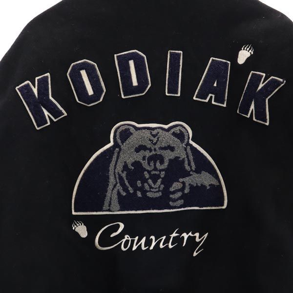 コディアック バック刺繍 長袖 レザー切替 スタジャン L ブラック  