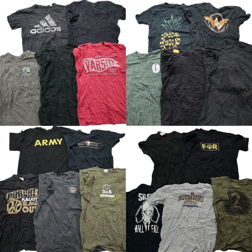 古着卸 まとめ売り カラーmix プリント 半袖Tシャツ 20枚セット (メンズ 2XL ) アディダス ミリタリー ARMY マーベル 中古 古着 MY5131