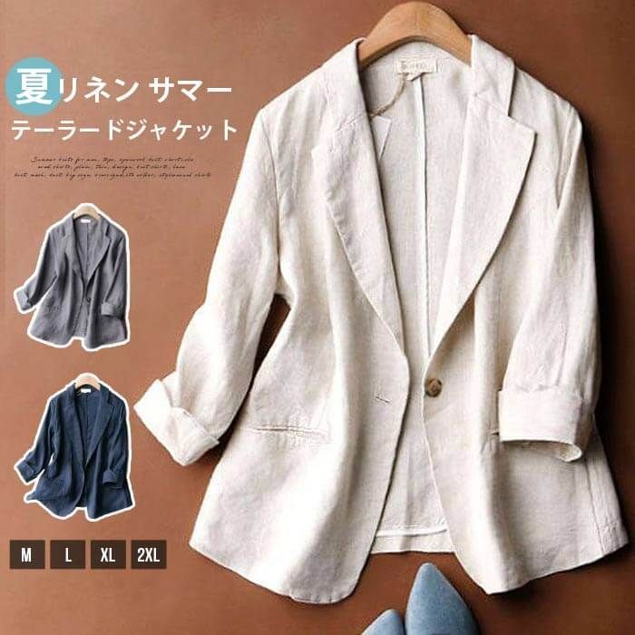 夏 リネン サマー 未使用 薄手 テーラードジャケット ジャケット