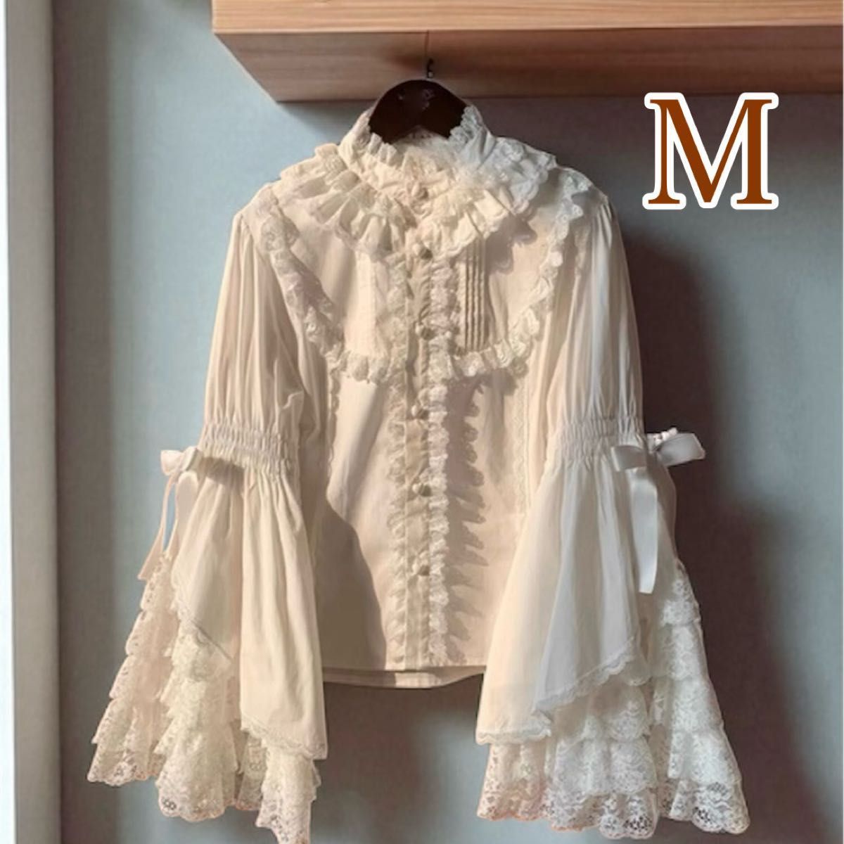 フォロー割◆M◆姫袖ブラウス　フリールレース　ロリータコスプレ衣装　ホワイト ロリータ 姫袖 ブラウス フリル M ホワイト - メルカリ