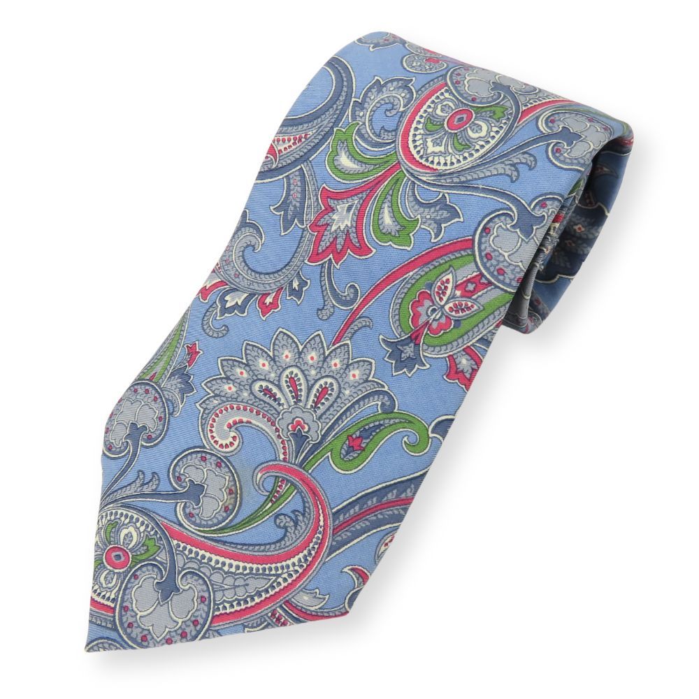 Christian Dior ネクタイ ボタニカル柄 ブルー系 花柄 中古】 クリスチャンディオール ネクタイ シルク くすみブルー系