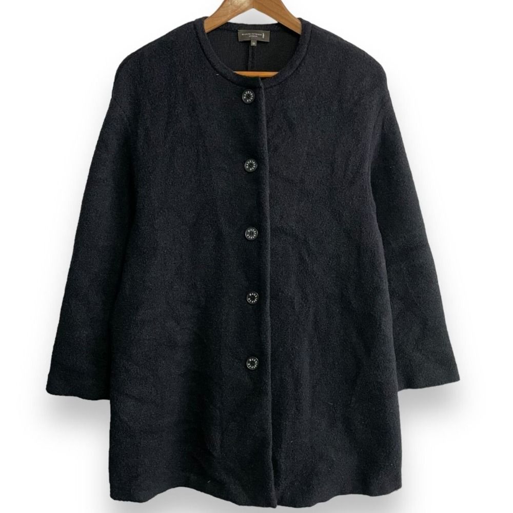 MACKINTOSH マッキントッシュ ダブルフェイスニットアウター ノー ジャケット ハーフコート 38 ブラック レディース 古着
