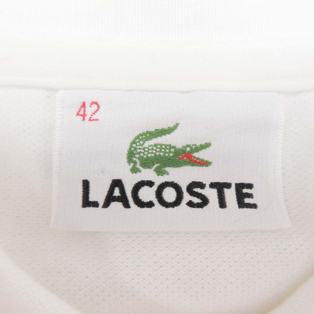 ラコステ ワニ ポロシャツ 半袖 ブラック 刺繍ロゴ XL ペルー製 鹿の子 LACOSTE ラコステ ワンポイントロゴ シンプルロゴ 刺繍ロゴ ワニ