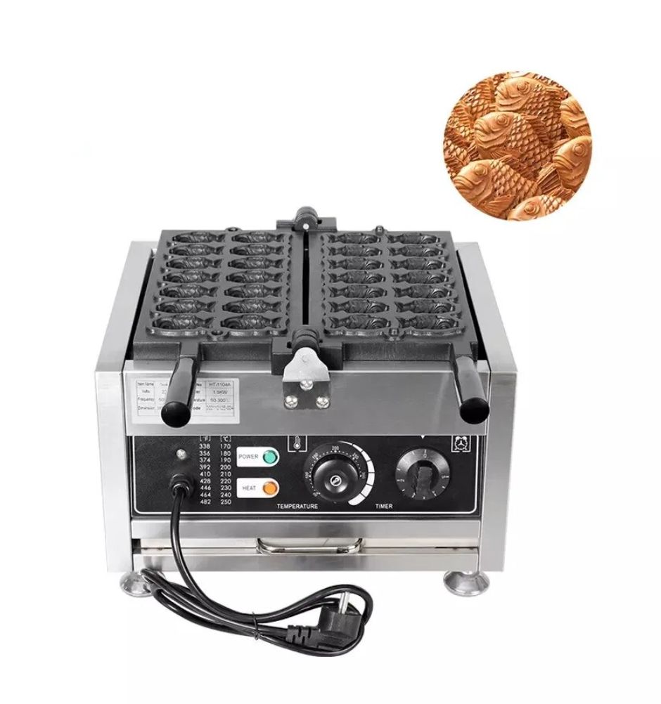 電気たい焼き器 14個焼き ステンレス製 焦げ付き防止 ミニワッフルアイロン パイプ用｜業務用たい焼き機