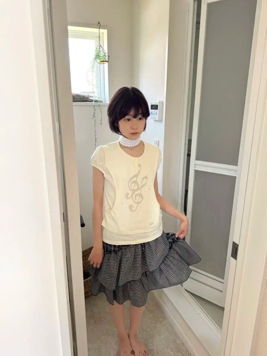 イン アンド ヤン イン ハーモニー チェック フリル スカート GULLKHAN_COM