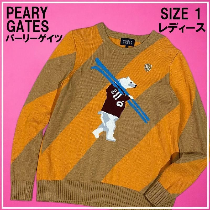 PEARLY GATES パーリーゲイツ ニットセーター 総柄 オレンジ 1ベア PEARLY GATES パーリーゲイツ ニットセーター 総柄 オレンジ 1ベア