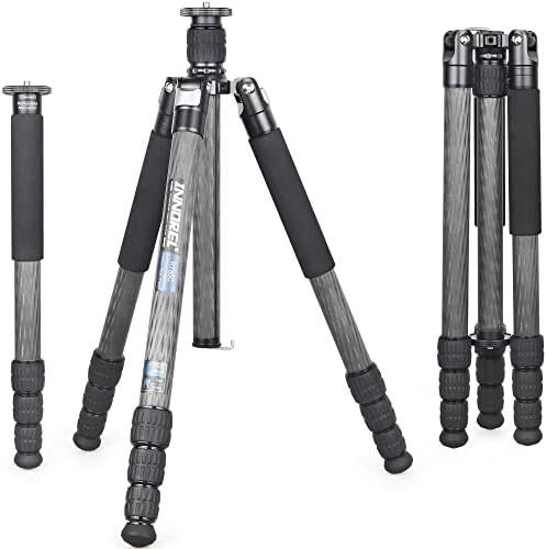 INNOREL RT85C カーボン 三脚 173CM トラベル三脚 プロ級 ナットロック式 エレベーター式 耐荷重 25KG 四段脚 一脚可変式 パイプ径32mm 超軽量 運動会 登山 野外 野鳥 撮影 スパイク 三脚バッグ付き RT