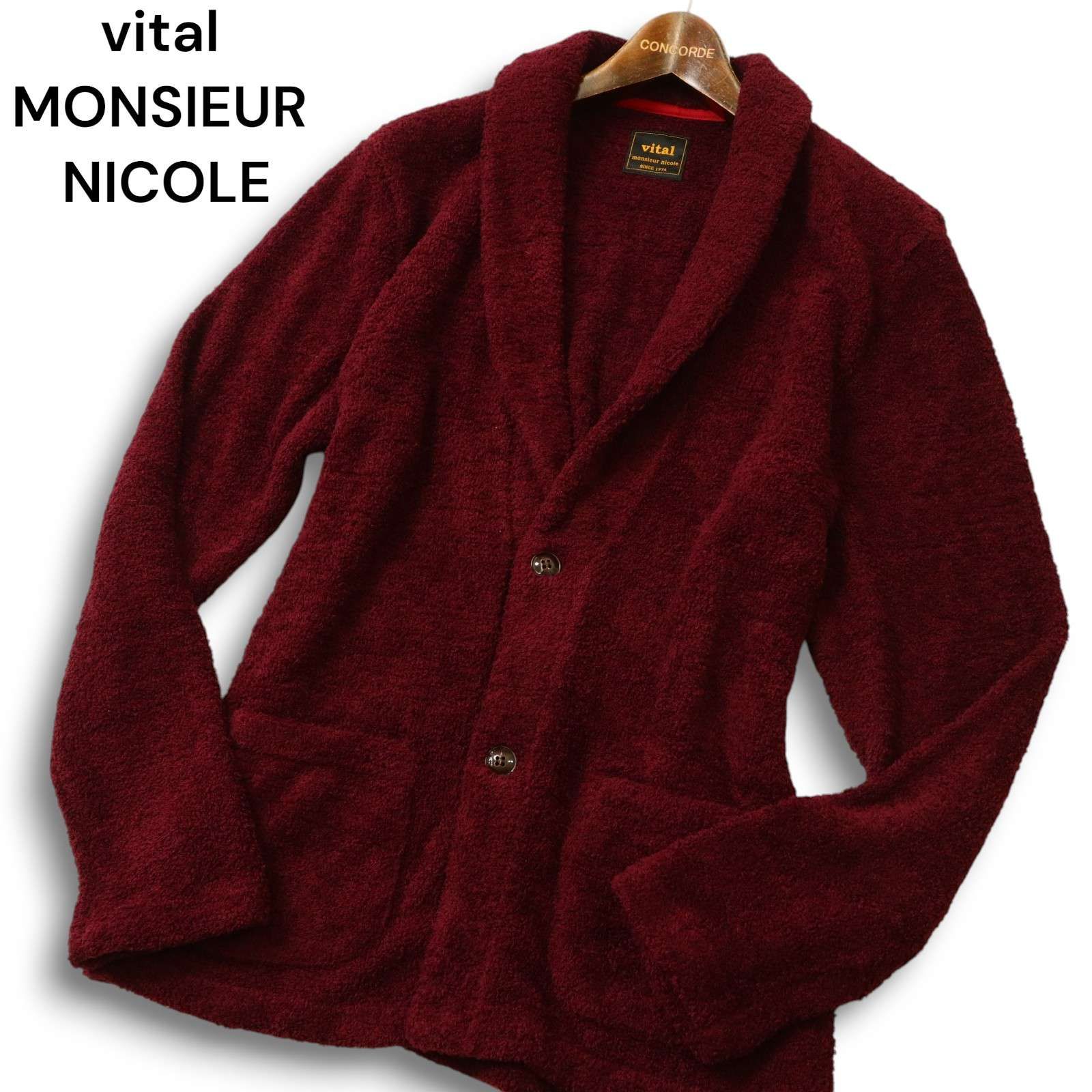 A002新品▼ ニコル　ヴィタル ムッシュニコル　メルトン　ステンカラーコート　50/LL　ライトカーキ　ウールコート　vital MONSIEUR NICOLE