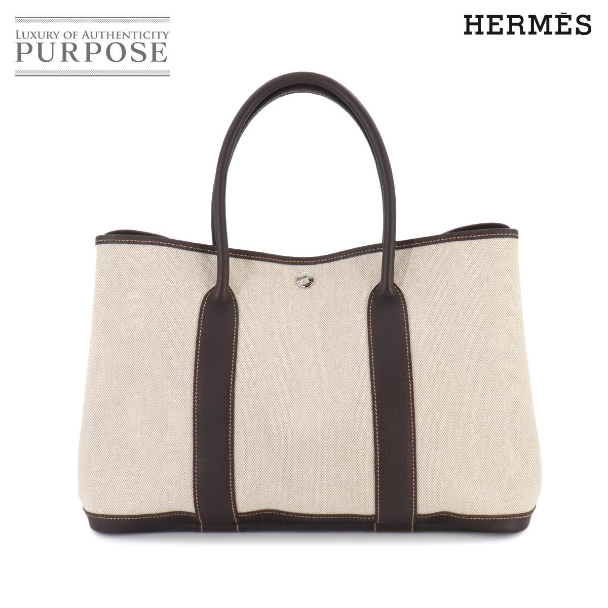 エルメス トートバッグ ベージュ ブラウン HERMES エルメス トートバッグ ガーデンパーティPM トワルソー