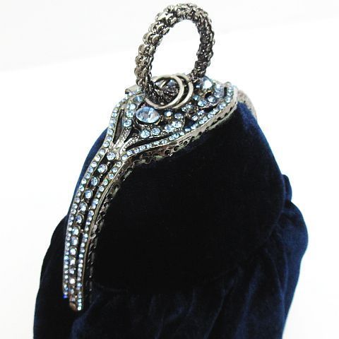 【ヴィヴィアンタム】 アクセサリーミニバッグ がま口 バーティー ビジュー 紺 ヴィヴィアンタム】 アクセサリーミニバッグ がま口 バーティー