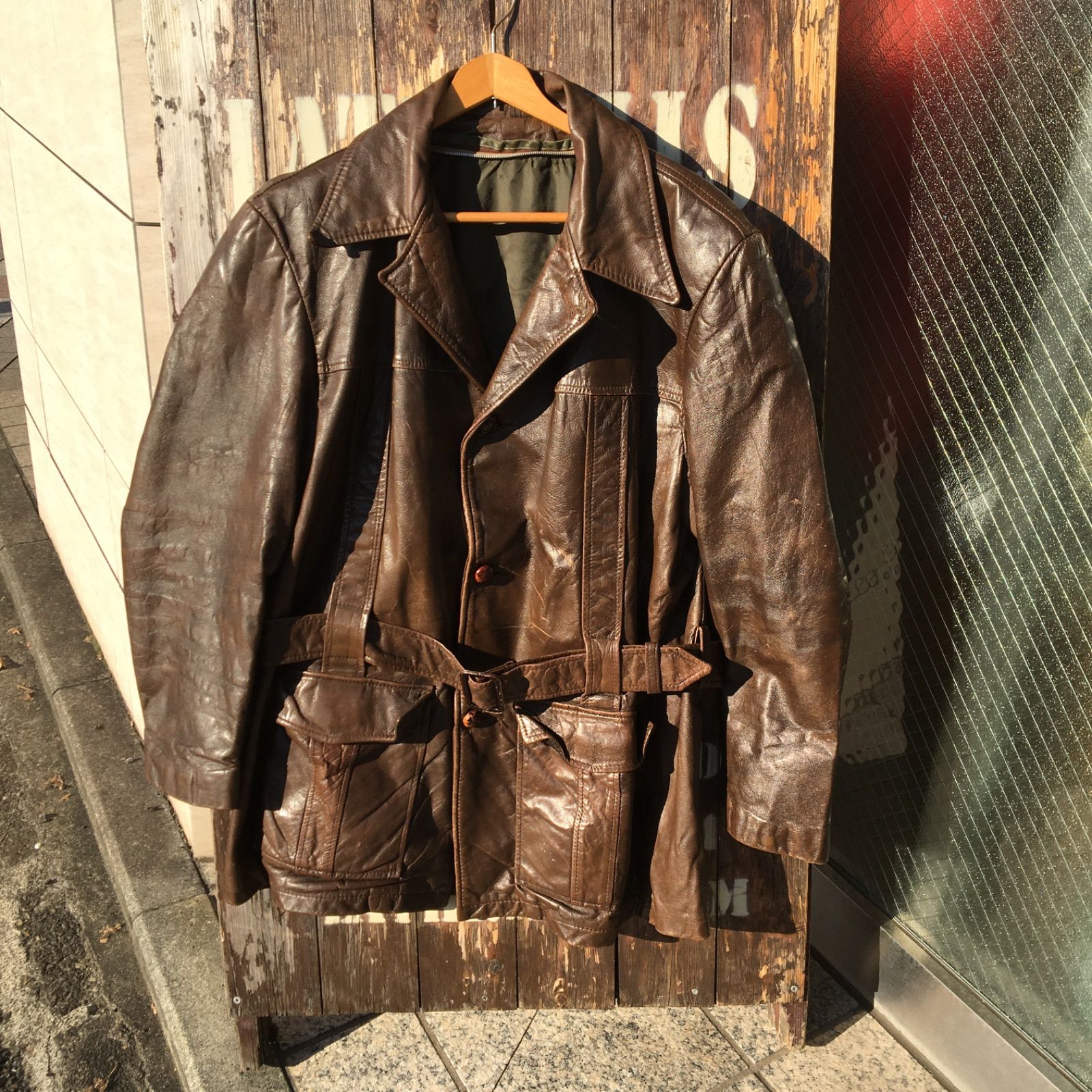 60s Vintage Leather Car Coat ビンテージ レザー カーコート 本革 レザージャケット◆US-L相当