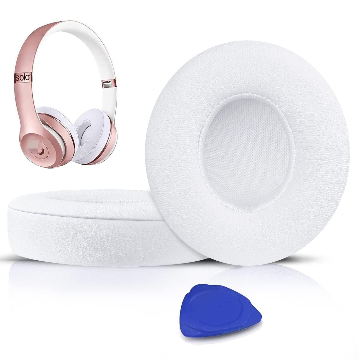 【在庫処分】ヘッドホンパッド 遮音 交換パッド 用 (B0534/A1796) Wireless メモリフォーム Solo3 u0026 Solo2 Beats (白) イヤークッション イヤーパッド SoloWIT