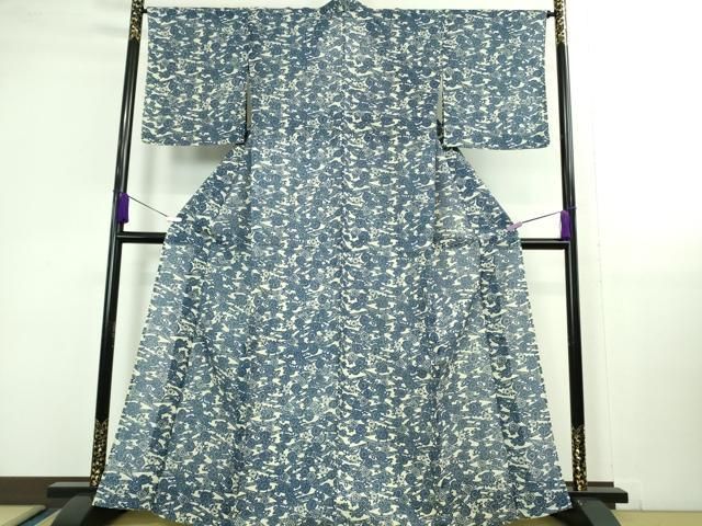 平和屋着物 上 夏物 小紋 浴衣兼用 綿紅梅 流水菊花文 DZAA9990kh5