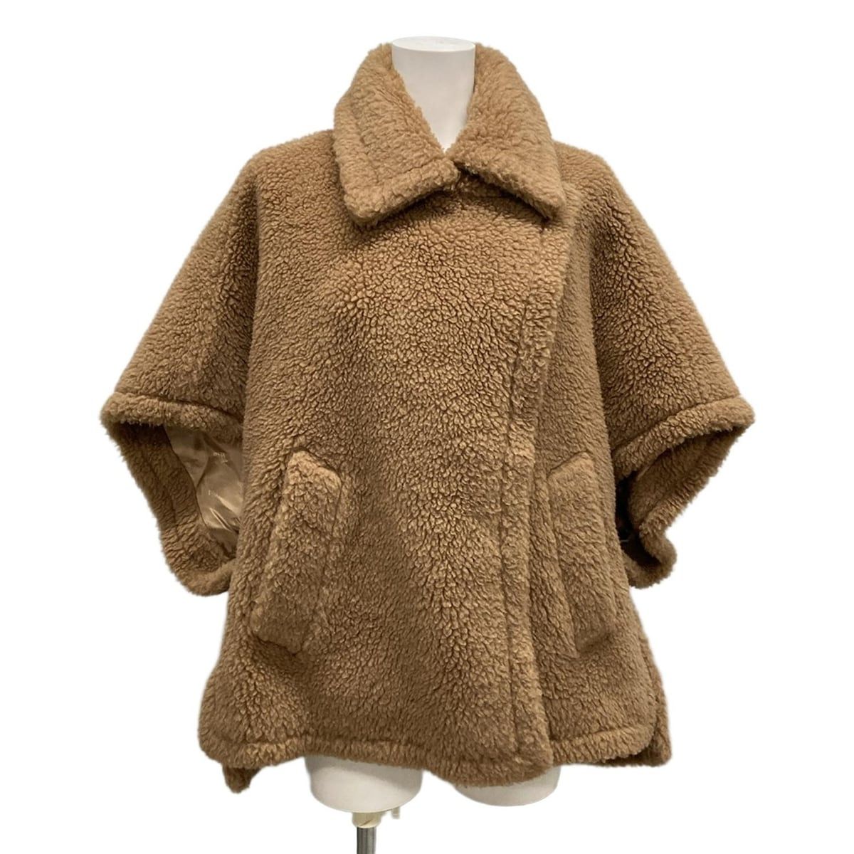Max Mara マックスマーラ ポンチョ レディース テディベア ケープ|TEBE ブラウン キャメル×シルク|23AW|秋|冬 シルク